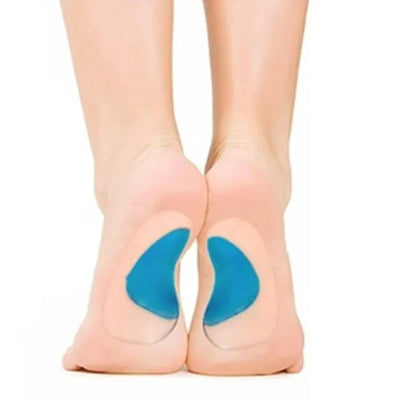 Demi-semelle en gel silicone pour soulager la fasciite plantaire et les douleurs au talon.